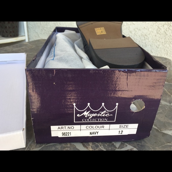 NWT Mens formal slip on leather lining dark navy blue dress shoes - Picture 10 of 12